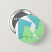 Badge Rond 5 Cm Art Abstrait Turquoise Bleu Vert (Devant & derrière)