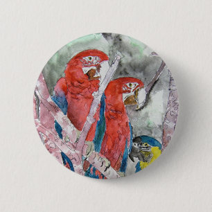 Badge Rond 5 Cm art animal d'aquarelle de zoo de faune d'oiseau de