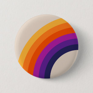 Badge Rond 5 Cm Art arc-en-ciel de style rétro coloré
