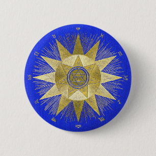 Badge Rond 5 Cm Art astrologique mystique en forme de soleil éclat