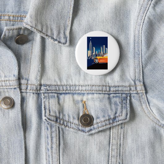 BADGE ROND 5 CM ART AUTOMOBILE DE VETTE ÉLÉGANT (En situation)