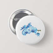 Badge Rond 5 Cm Art botanique de l'orchidée bleue (Devant & derrière)