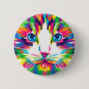 Badge Rond 5 Cm Art coloré esthétique Cat Pictures Cat Art Abstra