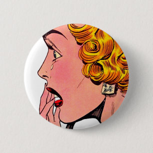 Badge Rond 5 Cm Art comique de fille vintage de roman Romance