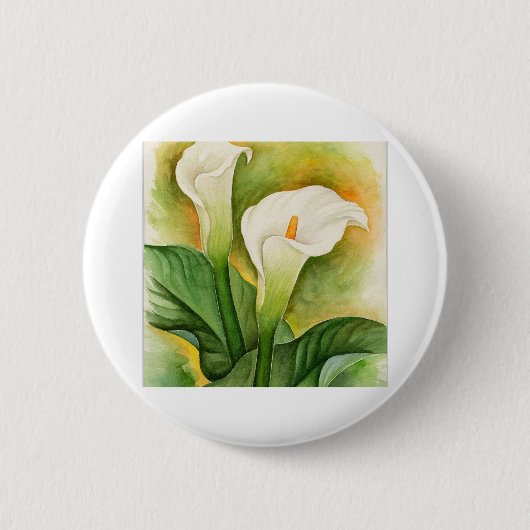 Badge Rond 5 Cm Art d'aquarelle de deux lis de Cala - multi (Devant)