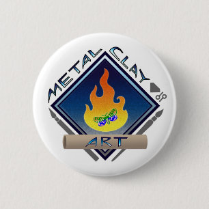 Badge Rond 5 Cm Art d'argile en métal (bleu)