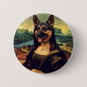 Badge Rond 5 Cm Art de Berger Allemand inspiré de portraits de la