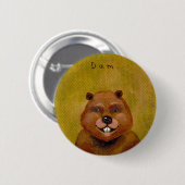 Badge Rond 5 Cm Art de castor original peignant l'amusement (Devant & derrière)