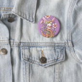 Badge Rond 5 Cm Art de Fée Fleur Rose (En situation)