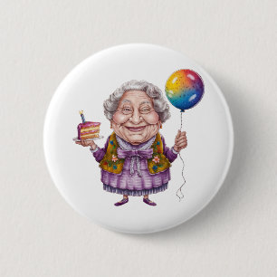 Badge Rond 5 Cm Art de fête d'anniversaire de grand-mère drôle à v