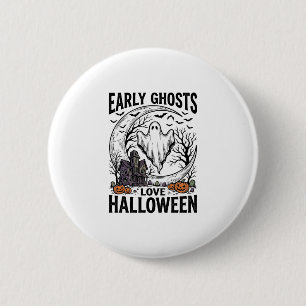 Badge Rond 5 Cm Art de gravure de fantôme de Halloween vintage de