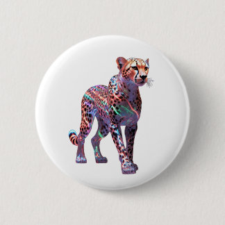 Badge Rond 5 Cm Art de guépard en verre néon – Animal de vitesse é