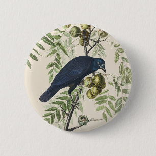 Badge Rond 5 Cm Art de la nature de l'oiseau Corbeau américain d'A