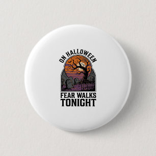 Badge Rond 5 Cm Art de l'arbre effrayant de cimetière de Halloween