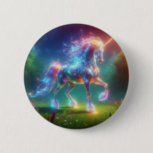Badge Rond 5 Cm Art de licorne néon – Arc-en-ciel de cheval de fan