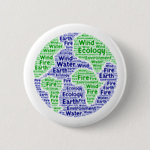 Badge Rond 5 Cm Art de mot d'écologie de la planète Terre