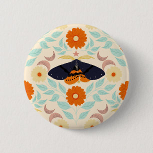 Badge Rond 5 Cm Art de motif de papillon de nuit Cottagecore Con