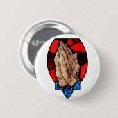 Badge Rond 5 Cm Art de prière en verre souillé de mains (Devant & derrière)