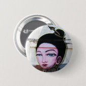 Badge Rond 5 Cm Art de rue Lady Lao Graffiti (Devant & derrière)