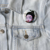 Badge Rond 5 Cm Art de rue Lady Lao Graffiti (En situation)