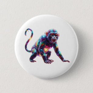 Badge Rond 5 Cm Art de Singe de Cristal