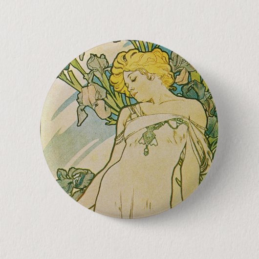 Badge Rond 5 Cm Art déco d'Alphonse Mucha (Devant)