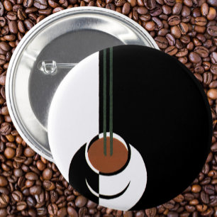 Badge Rond 5 Cm Art Déco vintage, Coupe de Café à la vapeur