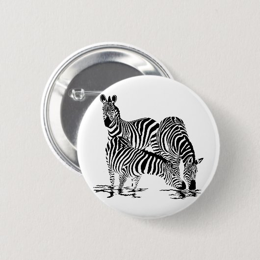 Badge Rond 5 Cm Art déco Zebra (Devant & derrière)