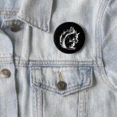 Badge Rond 5 Cm Art d'écureuil noir et blanc (En situation)