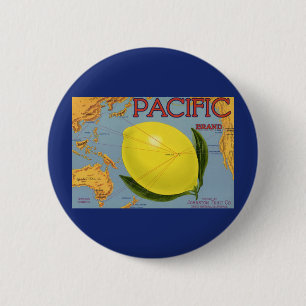 Badge Rond 5 Cm Art d'étiquette de caisse de fruits vintage Pacifi