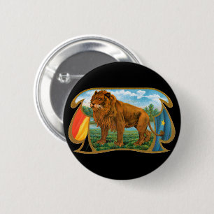 Badge Rond 5 Cm Art d'étiquette de cigare vintage, Lion, Roi de la