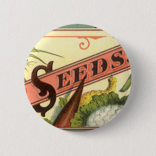 Badge Rond 5 Cm Art d'étiquette de paquet de graines vintage, grai