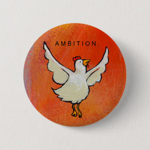 Badge Rond 5 Cm Art d'oiseau de vol d'amusement de bouton de