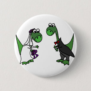 Badge Rond 5 Cm Art drôle de mariage de brontosaure