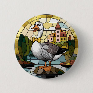 Badge Rond 5 Cm Art du vitrail, Silly Goose Vitrail