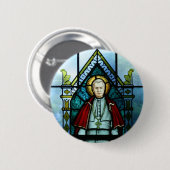 Badge Rond 5 Cm Art en verre souillé de pape Saint Pius X (Devant & derrière)