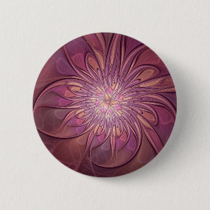 Badge Rond 5 Cm Art floral fractal moderne abstrait couleurs de ba