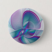 Badge Rond 5 Cm Art Fractal Abstrait rose bleu turquoise (Devant)