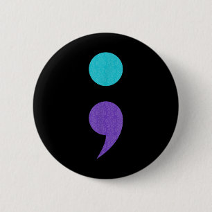 Badge Rond 5 Cm Art génial du signe point-virgule pour la préventi