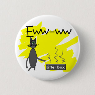 Badge Rond 5 Cm Art gris de chat--Poubelle et chat Stinky hilares