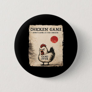 Badge Rond 5 Cm Art japonais amusant Jeu de poulet Graphique Homme