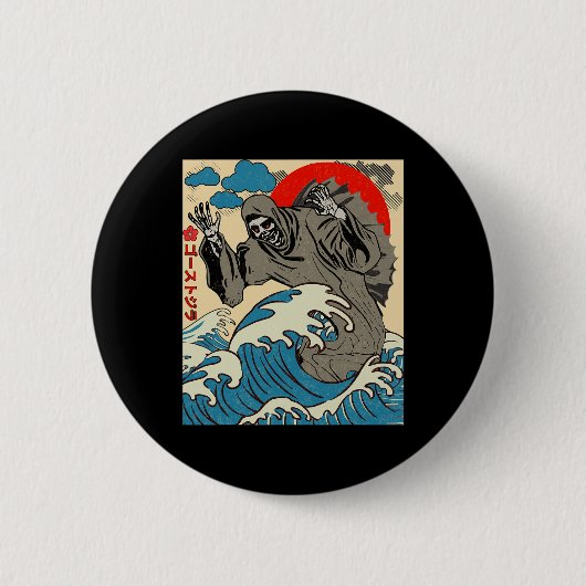 Badge Rond 5 Cm Art Japonais Ghostzilla Drôle cadeau fantôme pour (Devant)
