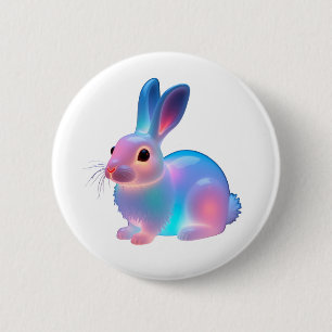 Badge Rond 5 Cm Art lapin coloré