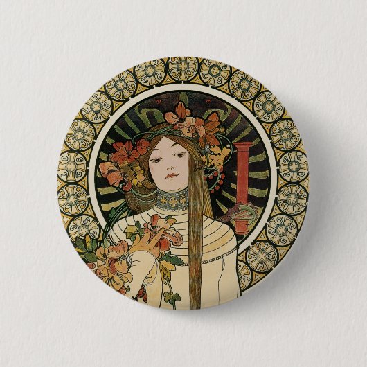 Badge Rond 5 Cm Art Nouveau Trappistine Mucha Art (Devant)