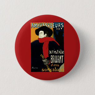Badge Rond 5 Cm Art Nouveau vintage Ambassadeurs, Toulouse Lautrec
