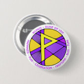 Badge Rond 5 Cm Art Nouveau Wunjo Rune Button- JOY! (Devant & derrière)