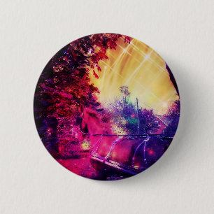 Badge Rond 5 Cm Art numérique coloré Amish Horse et Buggy Trippy