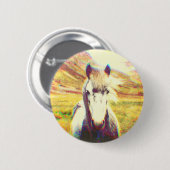 Badge Rond 5 Cm Art numérique du cheval d'Islande (Devant & derrière)