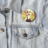 Badge Rond 5 Cm Art numérique du cheval d'Islande (En situation)