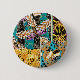 Badge Rond 5 Cm Art papillon sarcelle et violet maximaliste vibran